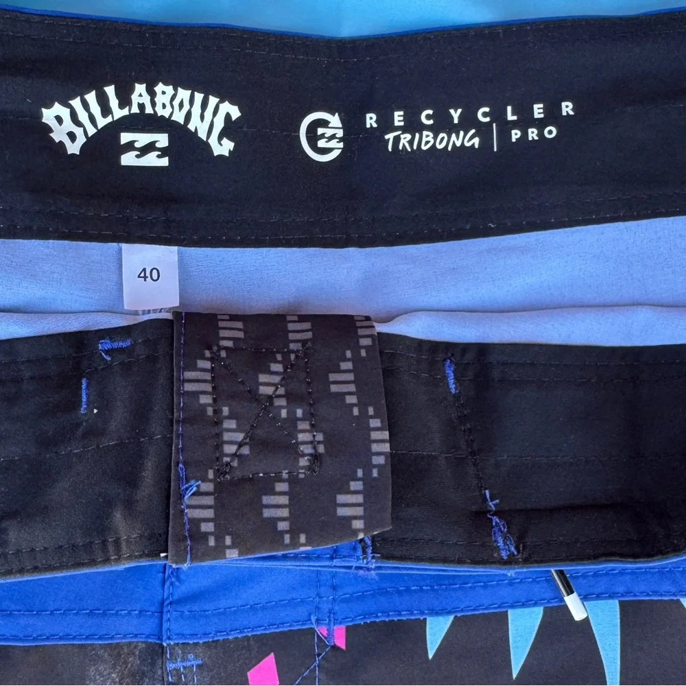 NWT Billabong Tribong Pro Recycler Boardshorts Blue Tropical Size 40 - Picture 5 of 7